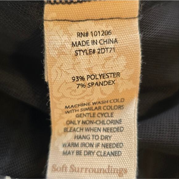 MO Soft Surroundings Black Flare Full Length Pants NWT Sz M 10 12 Active Pull On - Picture 12 of 12